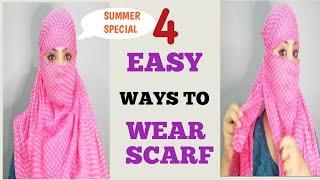 HOW TO TIE A SCARF/DUPATTA FOR SUMMER & WINTER,  4 EASY NEW METHODS #scarf  #summerscarf #umavlogs