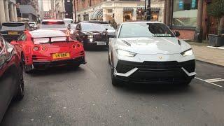 Supercars In London Exhaust Sounds & Accelerations | 12Culindri, Aventador, GTR R35, Urus, 918, F12