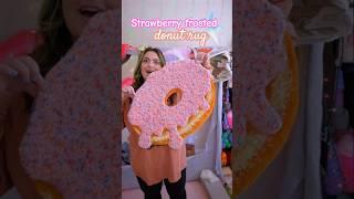 Strawberry Frosted Donut Rug Reveal  #donuts #foodie #art #fiberart #handmade #artist #diy