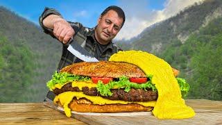 Juicy Burger with a Huge Cutlet! Fast food in the Village Is Only Like This