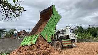 Wonderful Dump Truck Unloading Dirt with komatsu bulldozer d20 ep02 #dumptruck