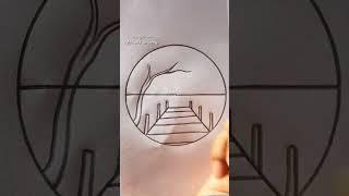 circle scenery art #pencildrawing #easytodraw #learntodraw #rongdhonuartanddrawing