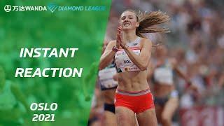 Femke Bol reacts to running another personal best - Oslo 2021 - Wanda Diamond League