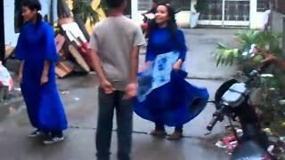 The San Policarpo Kids dancing outside  Maria's Salon #1