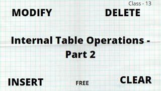 SAP ABAP Tutorial|Class 13|Report-6|Internal Table Operation part 2|modify|delete|insert|clear