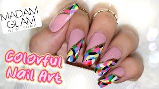 Colorful Nail Art Design Idea | Colorful Summer Nails | Madam Glam Gel Polish