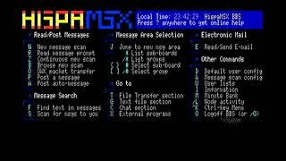 HispaMSX BBS from real MSX turboR + GR8NET, full ANSI color!