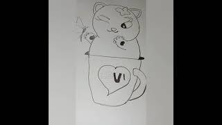 Baby kitten inside love cup playing with butterfly||@Anushka Dream