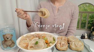 Making warm udon and rice, mass-producing dumplings, rice cake skewers, home baking/Korean vlog