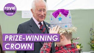 King Charles Shown Spectacular Cardboard Crown Made by Schoolboy