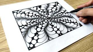 3d drawing zentangle | Op art video | optical illusion art | geometric drawing