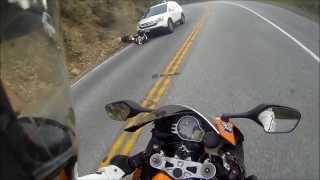 Near fatal female motorcycle crash