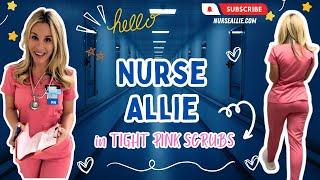 🩷 Nurse Allie Rae | Tight Pink Scrubs Walking Hospital Uniform Hallways Work