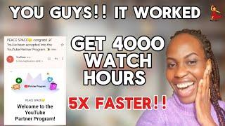 How to get 4000 YouTube watch hours FAST | Easy STEP BY STEP TUTORIAL  #increasewatchtime