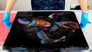 AMAZING RESULTS! Galaxy Open Cup Pour~Cells without Silicone~Acrylic Pouring~192