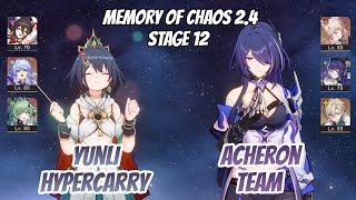 Yunli Hypercarry & Acheron x Jiaoqiu Memory of Chaos Stage 12 (3 Stars) | Honkai Star Rail