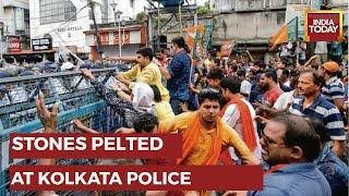 WATCH: Stones Pelted At Kolkata Police, BJP's Protest Rally Against Mamata Govt Turns Violent