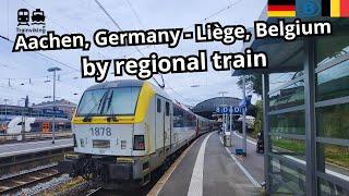 Aachen Germany - Liège Belgium on board of the SNCB / NMBS local train RE29 in the Euregio