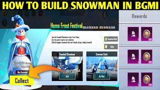 HOW TO BUILD SNOWMAN IN BGMI & PUBGM | HOME FROST FESTIVAL NEW EVENT | GET FREE HOME TITLE