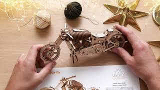 The Ugears Bike VM-02: a real motorcycle you can assemble on your table