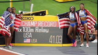 Women’s 4x100 World Final! USA Sha’Carri Richardson vs. Jamaica Shericka Jackson Anchor Leg
