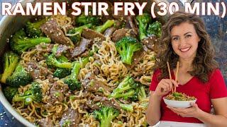 Easy BEEF and BROCCOLI RAMEN STIR FRY Recipe