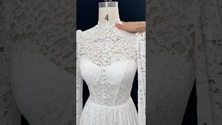 Corset high neck long sleeves lace wedding dress #dress #gown #wedding #dressmaking #fashion #prom