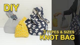 DIY Japanese knot bag - 3 sizes & types & pattern | Lucky bag #sewingtimes
