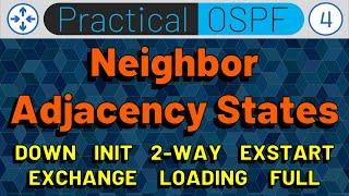 OSPF Neighbor Adjacency States: DOWN ATTEMPT INIT 2-WAY EXSTART EXCHANGE LOADING FULL