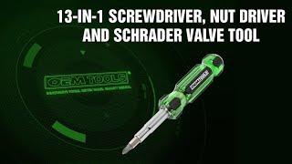 OEMTOOLS 22588 13-in-1 Screwdriver, Nut Driver and Schrader Valve Tool