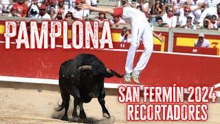  SAN FERMÍN 2024  RECORTADORES CON TOROS BRAVOS EN PAMPLONA