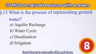 20 MCq on natural resources with answers ! Exam preparation questions!class!9!10!