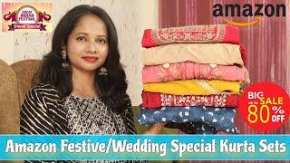 Amazon Festive /Wedding Special Kurti/Kurta Palazzo Dupatta Set Haul | Embroidery Sets | Ranjana R