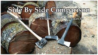 Chopper 1 Splitting Axe vs 8 lb. Splitting Maul and Fiskars X25 Splitting Axe