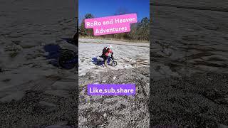 RoRo and Heaven Adventures.  My 5 year old ..   E dirt bike in snow #kidsvideo #kids  #edirtbike