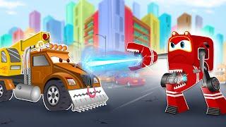 Supercar Rikki and Police Car Stops the Monster Truck from destroying the City