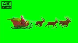 Santa & Deer Cart Flying Animation | Green Screen | Christmas | 4K | VFX