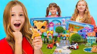 Nastya giải thích các quy tắc an toàn trong thành phố cùng với những món đồ chơi