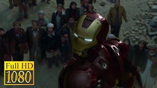 Iron Man saves a village in Afghanistan from terrorists in the movie IRON MAN (2008)