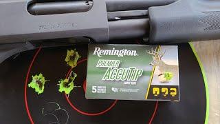 The Best So Far! Remington Premier AccuTip 385gr Sabot Slug Test W/ Remington 870 & Rifled Barrel