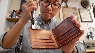 Process of Making Beautifully Crafted Bifold Leather Wallet. Korean Leather Specialist