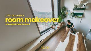 Studio apartment makeover in Seoul | room styling, cozy workspace, aesthetic cafe