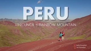 Mountain Vinicunca in Peru. Drone.