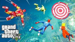 ALL SUPERHEROES FLYING CHALLENGE | Spiderman, Hulk & IronMan EXTREME JUMPING CONTEST #213