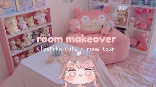 aesthetic mini room makeover + slowpoke sofa??  pink  cozy & cute pokemon room tour in TOKYO