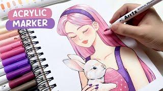  Trying Out New Markers / Arrtx 60 Colors Acrylic Markers Review