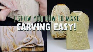 Carving Pottery Made Easy - MY 3 BEST CARVING TECHNIQUES!