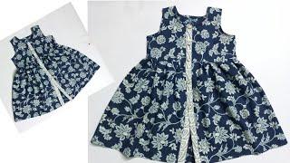 Baby Frock//Front Slit Open Frock Cutting And Stitching//Button Placket Baby Frock