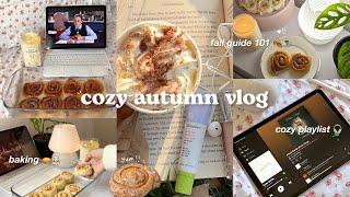 cozy fall vlog ️️ ultimate fall guide, baking cinnamon rolls, reading outside, comfort movies