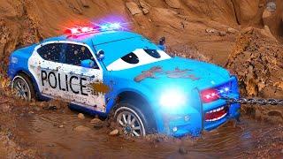 Police Car vs Giant Pit - Team Police Cars Action Packed Rescue | High-Speed Road Rage Compilation